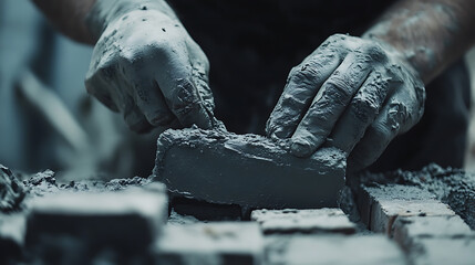 Hands Molding a Brick with Clay