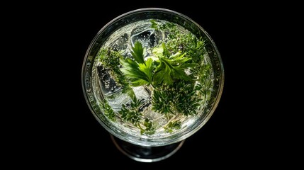 Refreshing Herbal Cocktail Glass Icy Drink