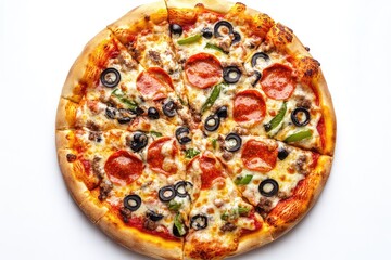 Pizza on a white background. AI generated illustration.