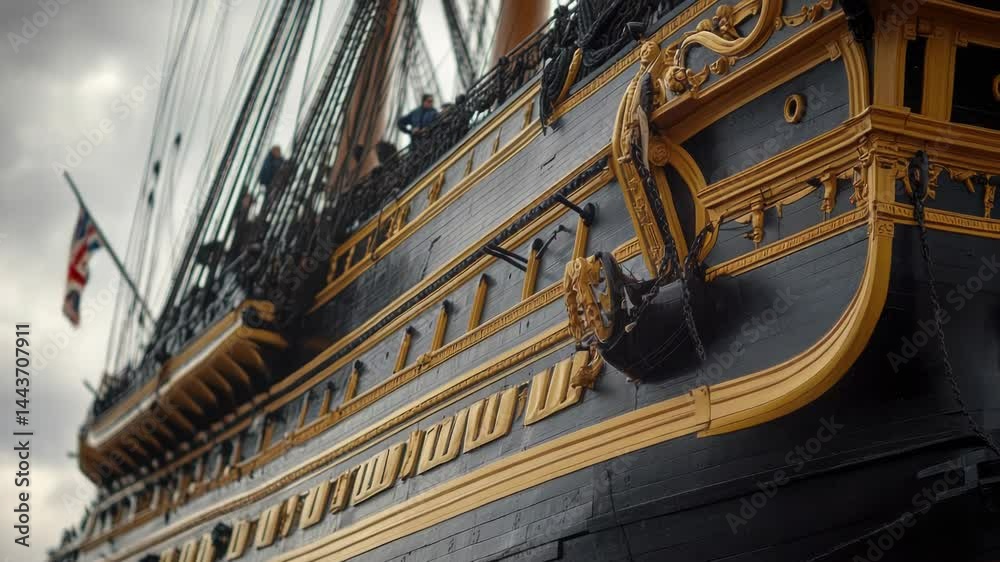 Poster Close-up view of a ship's facade featuring multiple windows