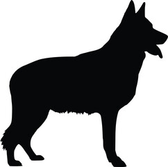 German Shepherd Standing with tongue out Silhouette Illustration