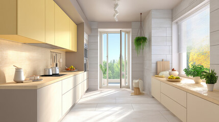 Fototapeta premium Modern bright kitchen interior design