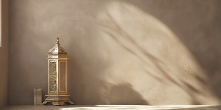 Taupe Ramadan layout with soft brown background with peaceful and elegant for editorial or social use