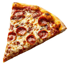Delicious pepperoni pizza slice restaurant food isolated on transparent background