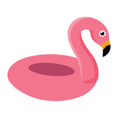 Pink flamingo pool float. Vector