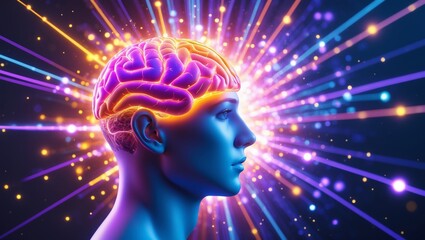 Obraz premium Vibrant abstract brain connectivity