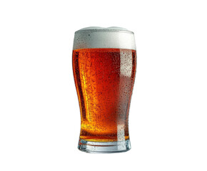 Refreshing craft beer glass on a table bar isolated on transparent background