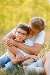 Fototapeta premium Happy grandmother with grandson together