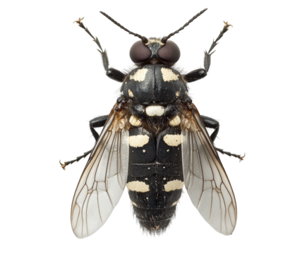 Insect behavior of a fly nature outdoors isolated on transparent background