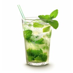 Refreshing Mojito with Mint and Straw Perfect for Summer Gatherings