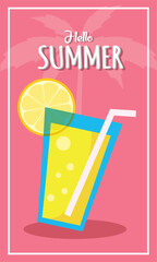 Lemon drink summer poster. Vector