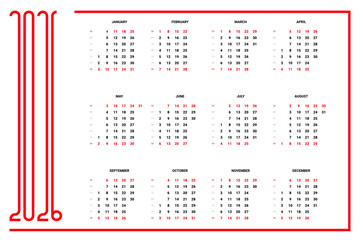 Calendar Layout Grid 2026 - Monthly Calendar Template