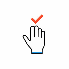 Obraz premium Hand Icon Showing Approval with Checkmark in Simple Style 