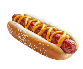 Delicious hot dog with mustard street food stall food isolated on transparent background