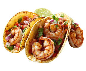 Shrimp tacos delight coastal kitchen food vibrant isolated on transparent background