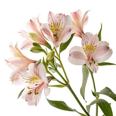 Fototapeta premium alstroemeria flower in Transparent Background Beautiful Bouquet of Pink Alstroemeria Flowers on Transparent Background