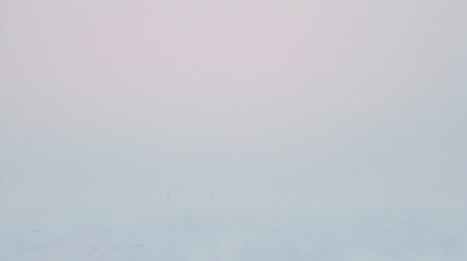 Cold, misty winter landscape, snow-covered ground, soft light, serene atmosphere, ideal for winter backgrounds