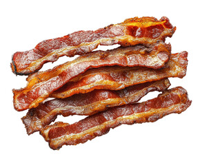 Sizzling bacon strips preparation kitchen food isolated on transparent background