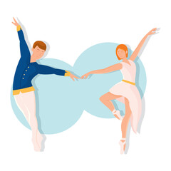 Fototapeta premium Ballet couple in motion. Vector