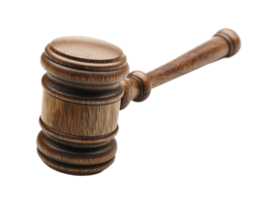 Courtroom action gavel justice system legal concept view isolated on transparent background
