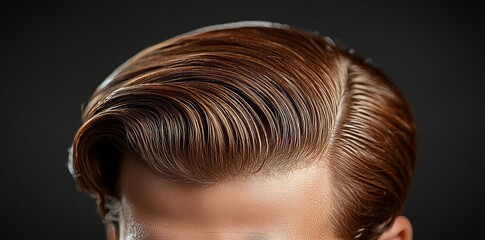 Naklejka premium The studio setting provides a backdrop for a man to show off his stylishly slicked-back undercut hairstyle