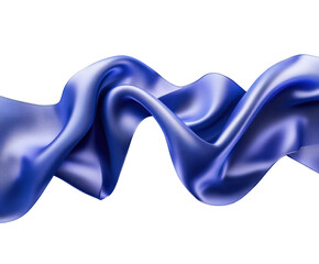 Flowing blue satin fabric textile texture soft lighting isolated on transparent background