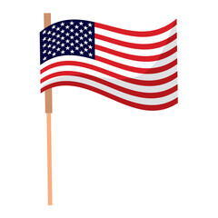 Waving small usa flag. Vector