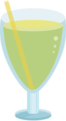 Green Cocktail or Juice with Straw
