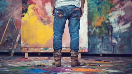 Obraz premium moments of splashes of bright palette of paints scattered on canvas