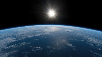 Earth from space, sun shining