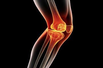 Knee Pain Highlighted with X-Ray Effect