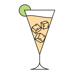 Colored cocktail with ice. Vector