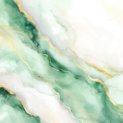 Naklejka premium Elegant Marble-Style Abstract Art Featuring Green and Gold Toned Layers