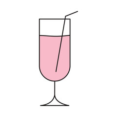 Colored cocktail with straw. Vector