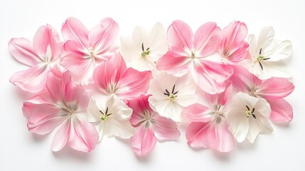 Spring tulips on white backdrop.