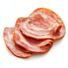 Ham sausage, 3.5 slices, isolated on white.