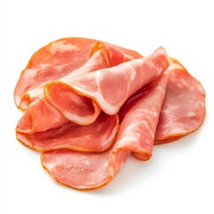 Smoked sausage, 3.5 slices, isolated.