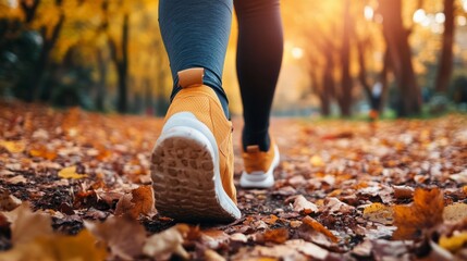 Readying for a fall jog in the park.