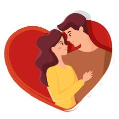 Obraz premium Happy cute valentine couple. Vector