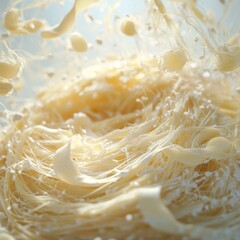 Blurred focus: raw pasta, flour, cooking nests.