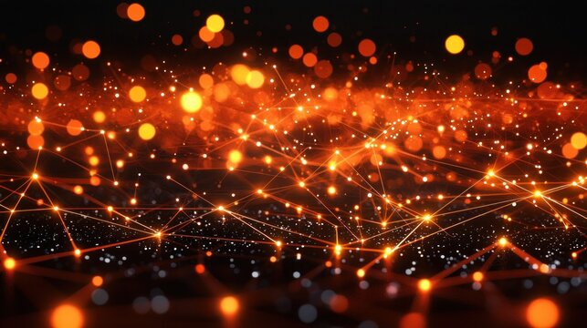 Abstract network of glowing connections and bokeh lights