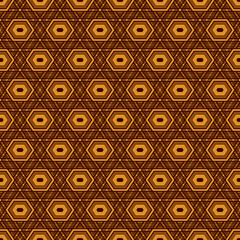 Hexagonal seamless pattern. Mosaic tiles. Geometrical wallpaper. Honeycomb print. Ethnic ornament illustration. Wicker background. Flooring image. Geometric backdrop. Vector artwork.
