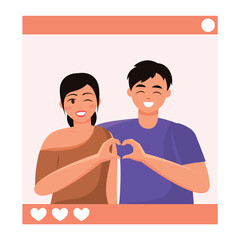 Fototapeta premium Happy cute valentine couple. Vector