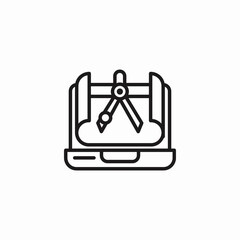 drafting tools laptop icon sign vector