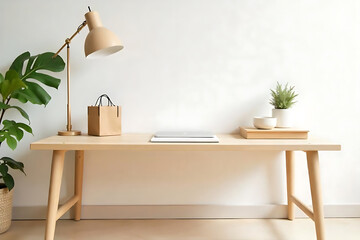 Minimalist Wooden Desk with Clean Workspace Setup