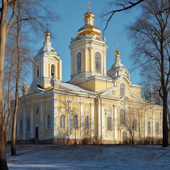 Fototapeta premium St. Catherine's Cathedral, sunny day, St. Petersburg suburb.