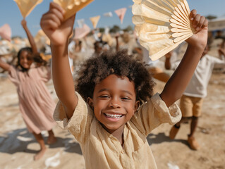 Joyful young boys celebrating Asian and Pasifika Ancestry Month outdoors  