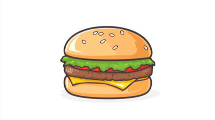 "Mouthwatering Classic: Juicy Hamburger on White Background"

