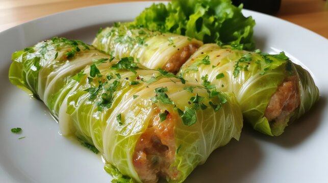 Polish go&Aring;&sbquo;&Auml;&hellip;bki: Meat in cabbage.