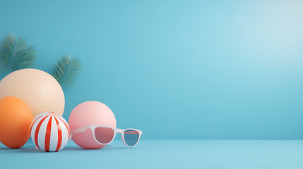 Fototapeta premium Summer time holiday background 3D Rendering